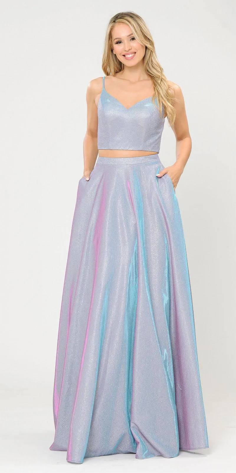 Poly USA 8676 Two-Piece Long Dress Lace-Up Back with Pockets