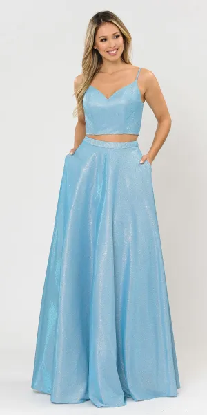 Poly USA 8676 Two-Piece Long Dress Lace-Up Back with Pockets