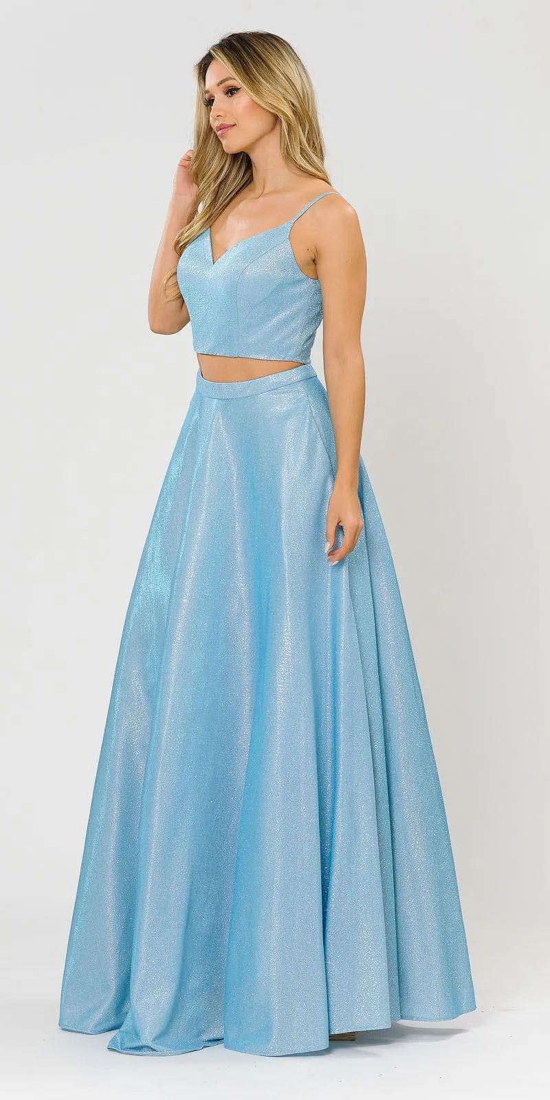 Poly USA 8676 Two-Piece Long Dress Lace-Up Back with Pockets