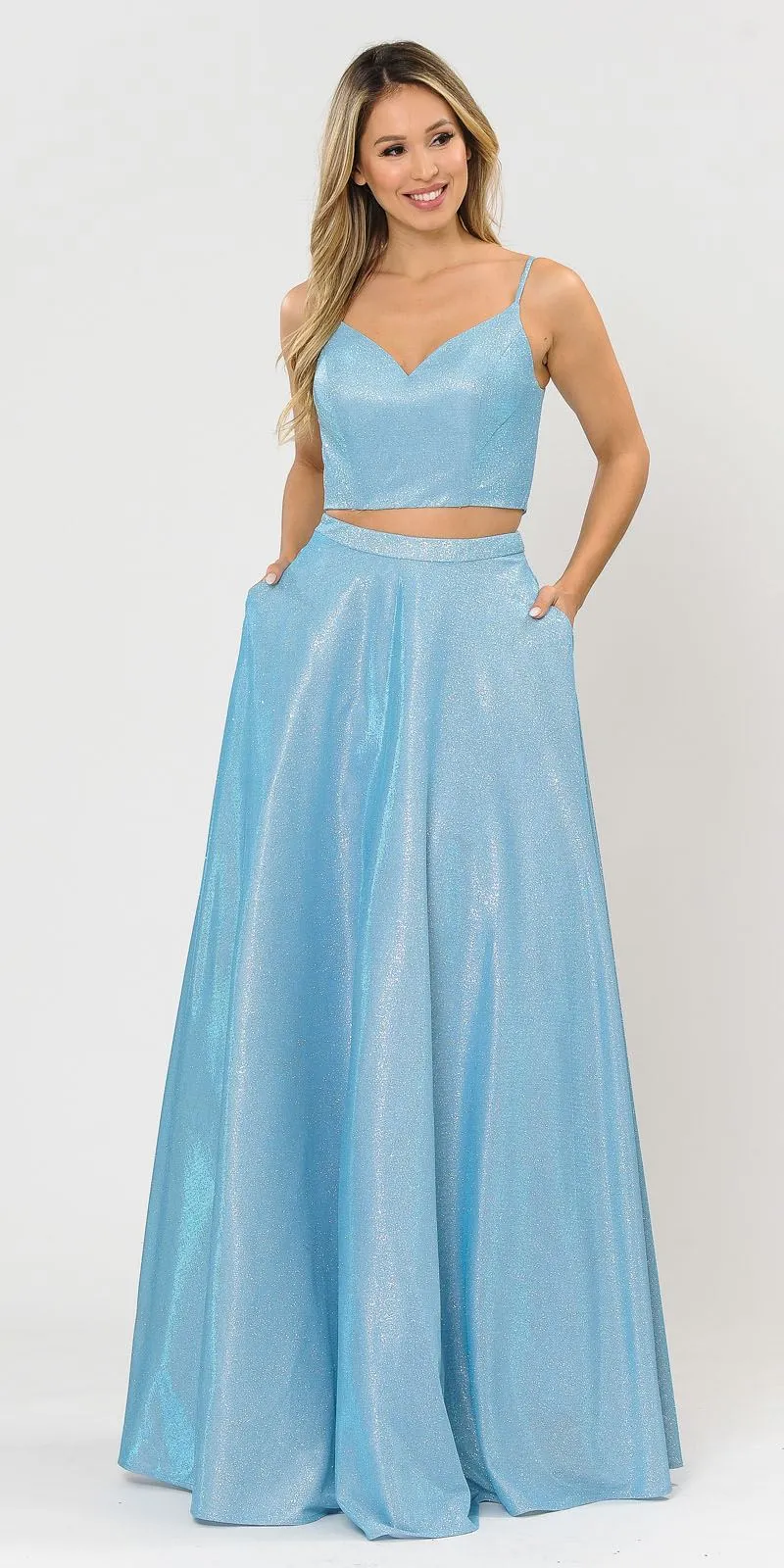 Poly USA 8676 Two-Piece Long Dress Lace-Up Back with Pockets