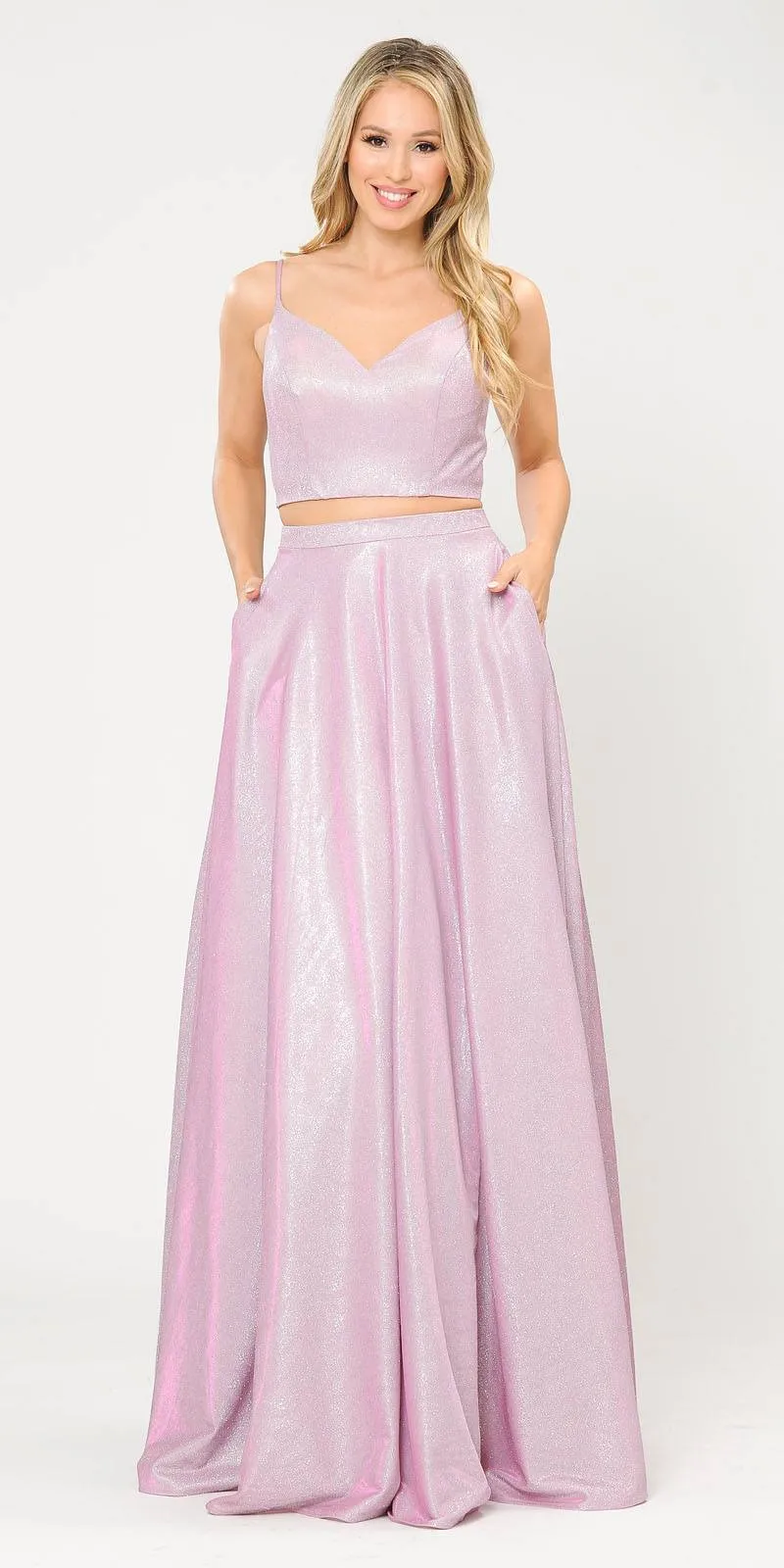 Poly USA 8676 Two-Piece Long Dress Lace-Up Back with Pockets