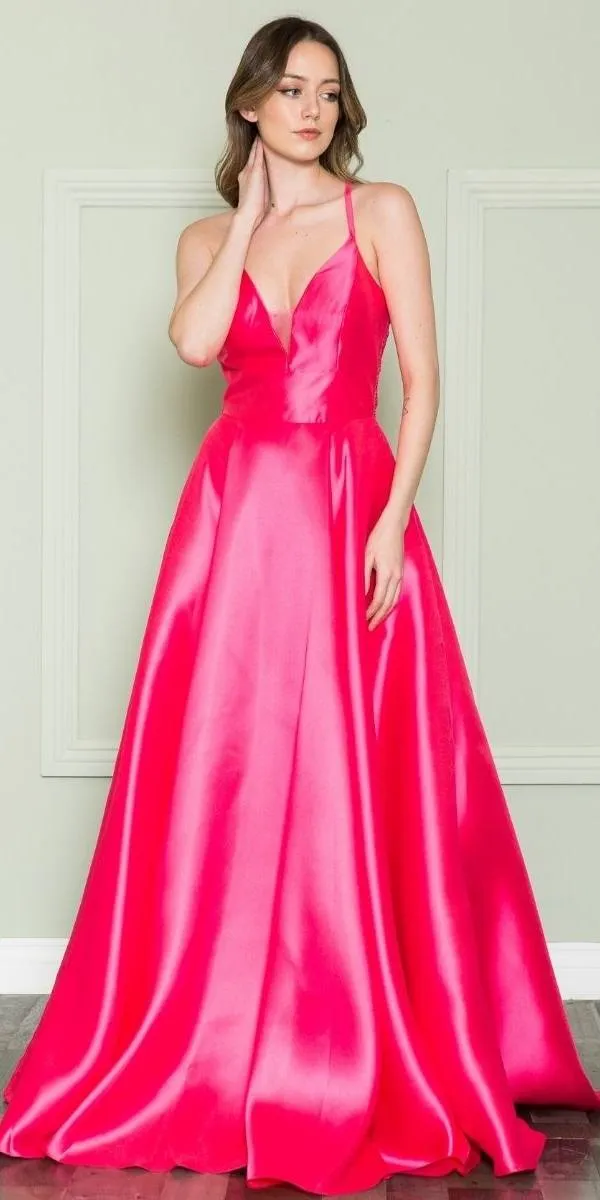 Poly USA 8762 A-Line Long Mikado Gown with Pockets