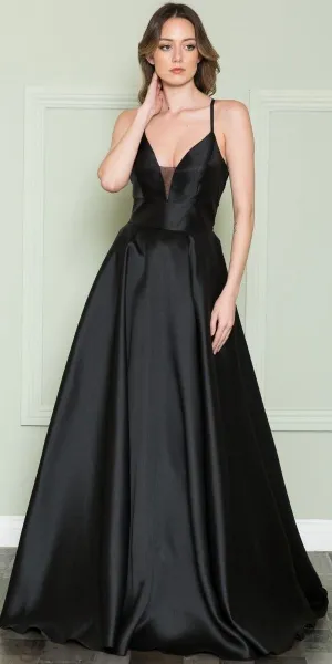 Poly USA 8762 A-Line Long Mikado Gown with Pockets