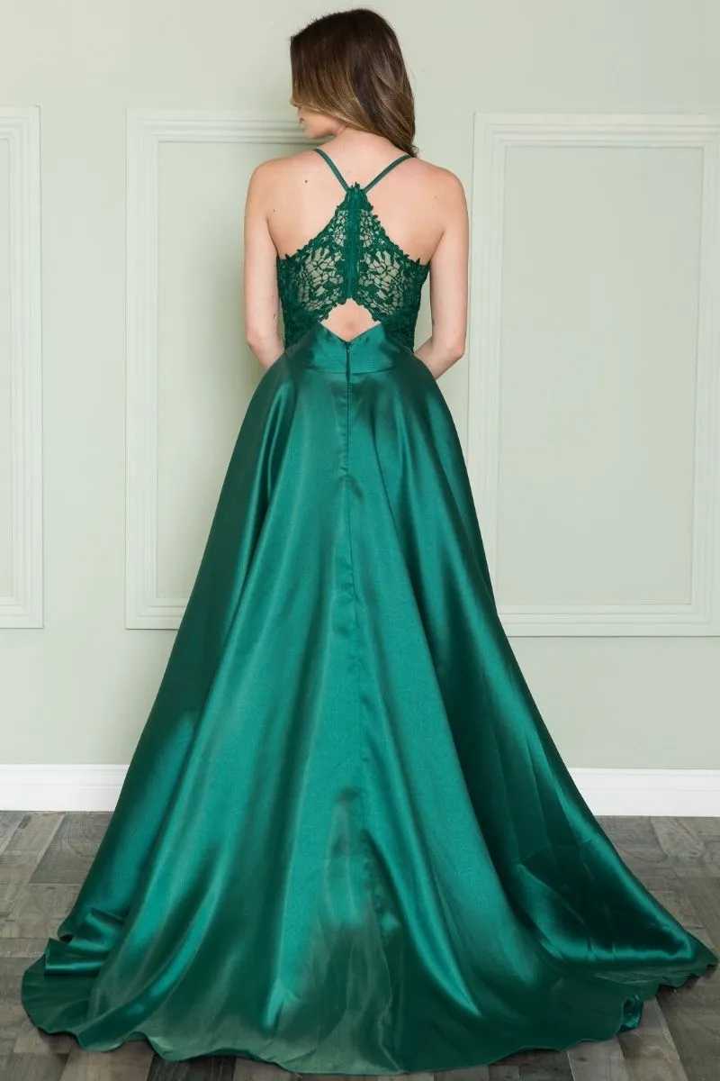Poly USA 8762 A-Line Long Mikado Gown with Pockets