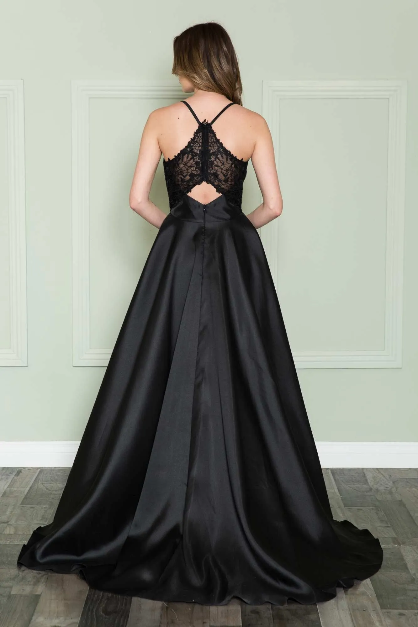 Poly USA 8762 A-Line Long Mikado Gown with Pockets