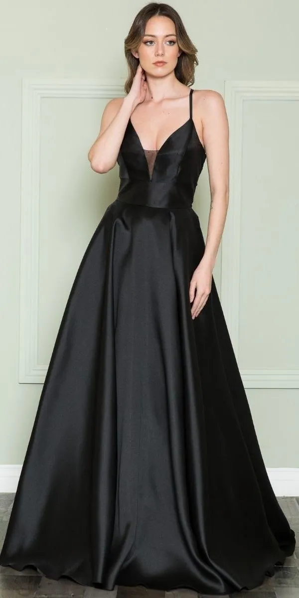 Poly USA 8762 A-Line Long Mikado Gown with Pockets