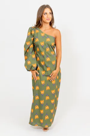 Poplin Poppy One Shoulder Maxi Dress