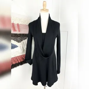 Prairie Underground Your Orbit Long Sleeve Shawl Collar Dress Black Size XS