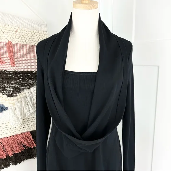 Prairie Underground Your Orbit Long Sleeve Shawl Collar Dress Black Size XS