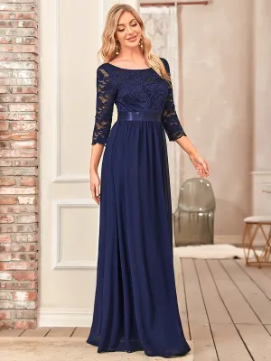 Pricilla lace and chiffon dress in navy blue s22 Express NZ wide