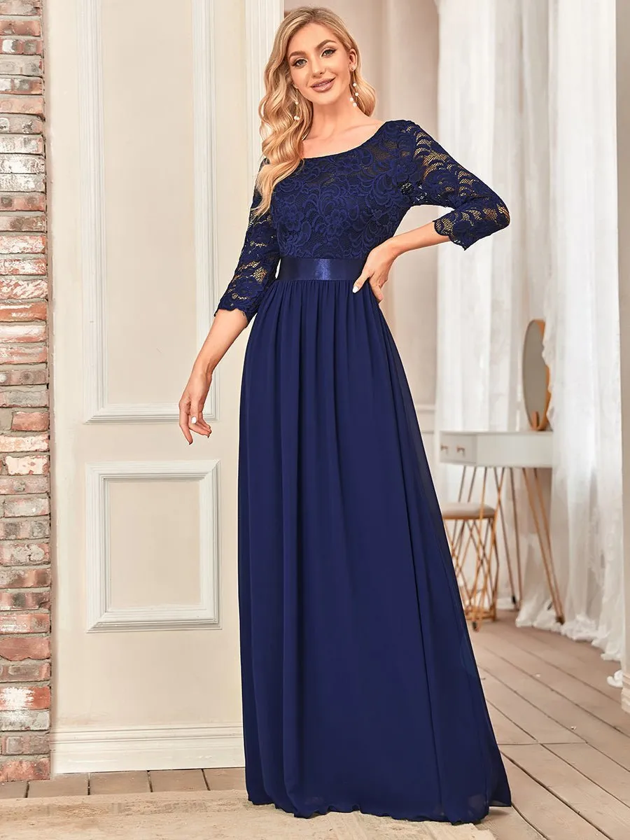 Pricilla lace and chiffon dress in navy blue s22 Express NZ wide