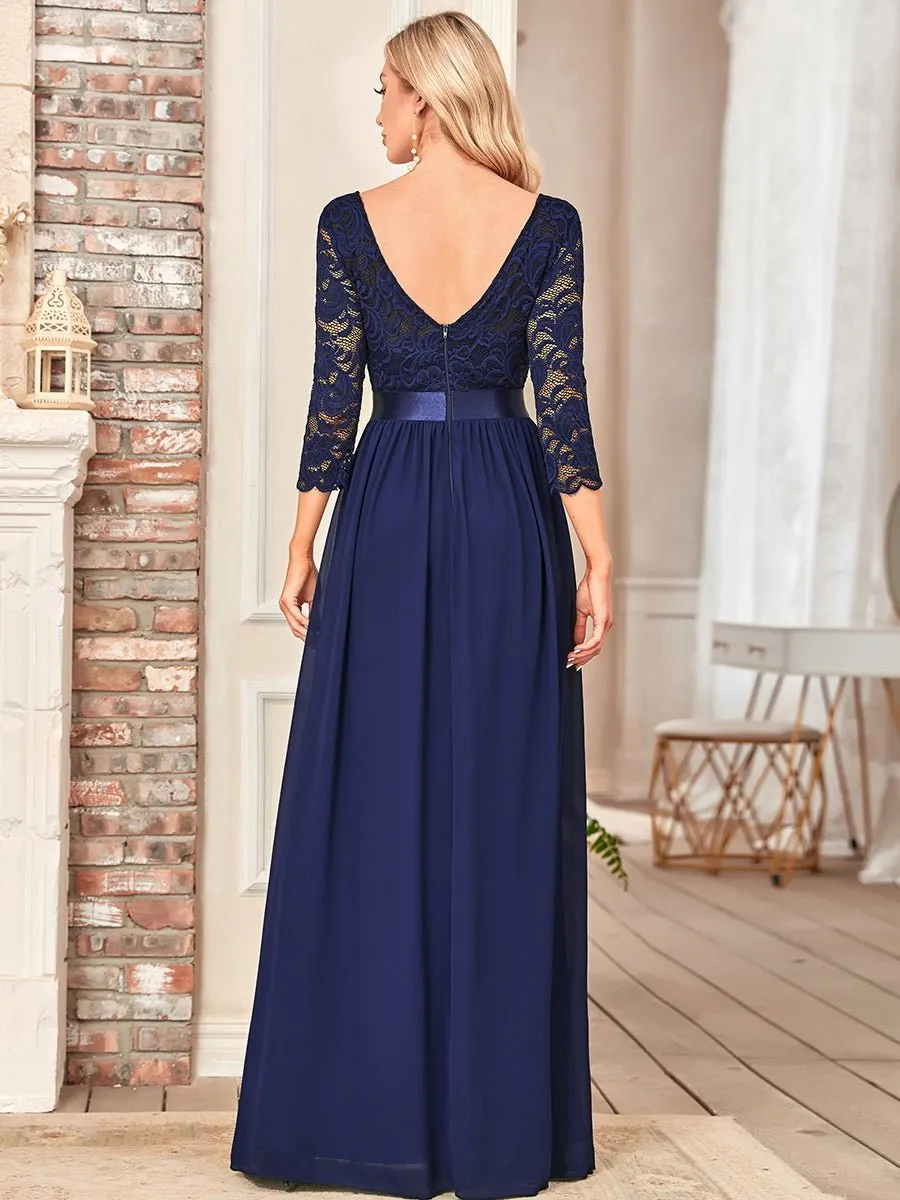 Pricilla lace and chiffon dress in navy blue s22 Express NZ wide