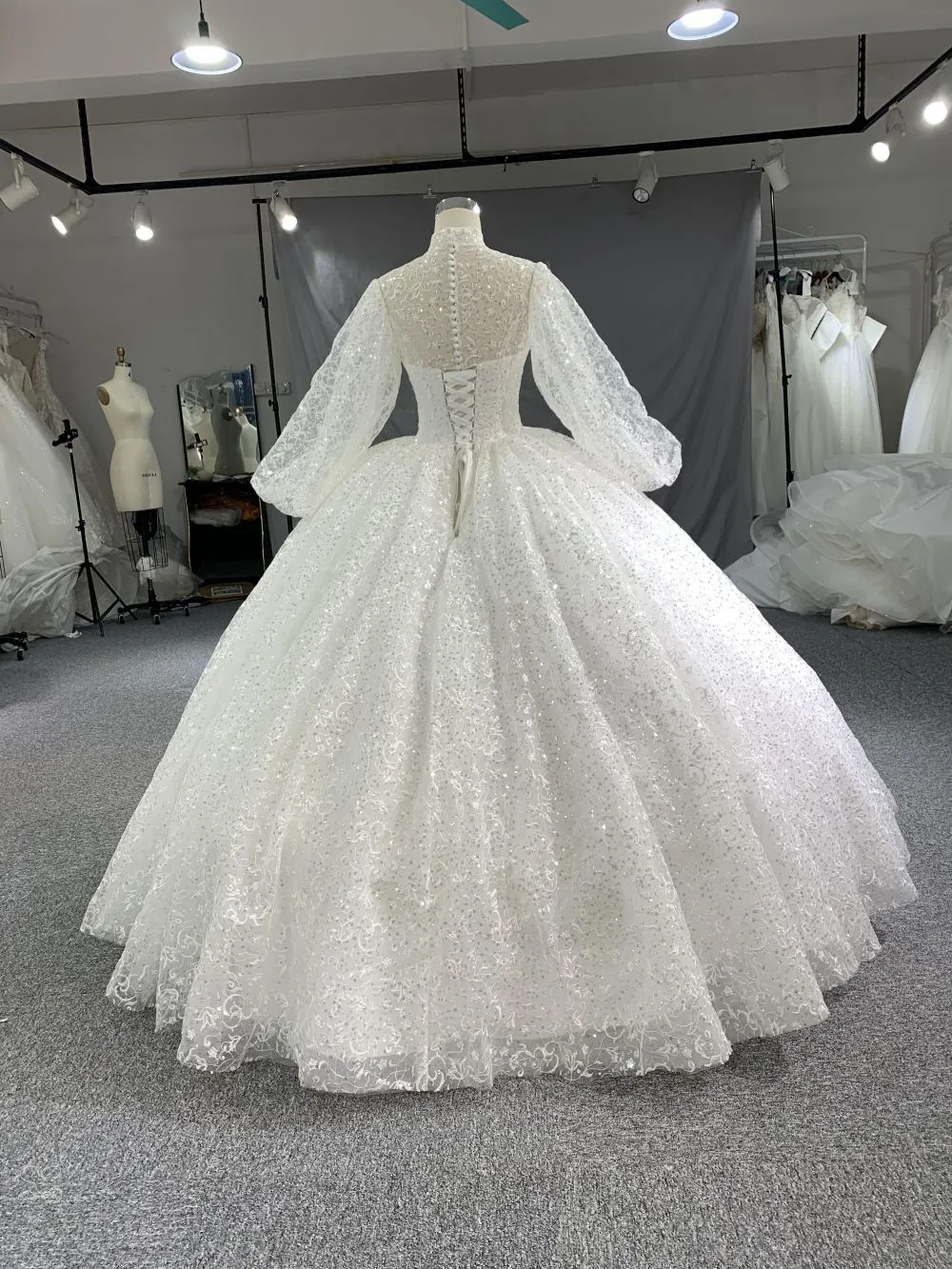 R2029 Sequin Embroider sew Layout Multi-large Wedding dress