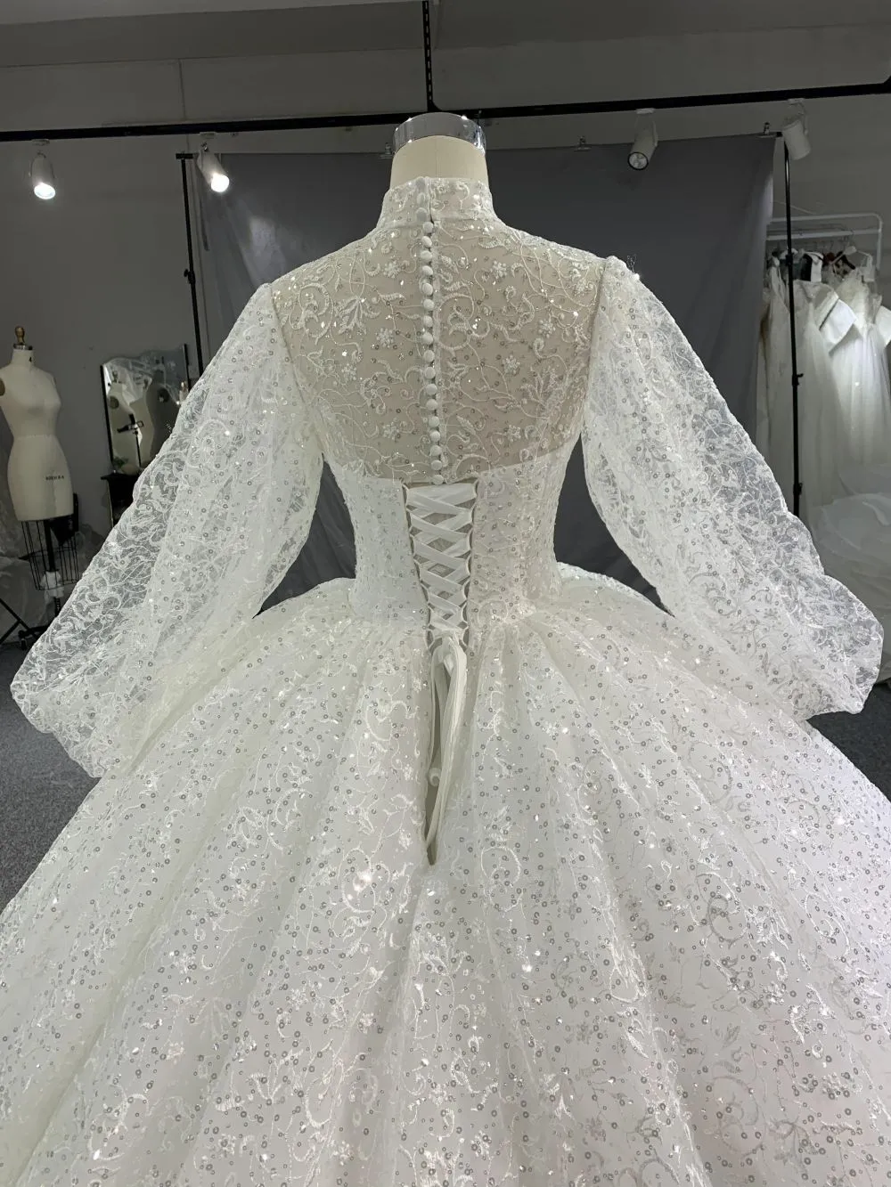 R2029 Sequin Embroider sew Layout Multi-large Wedding dress