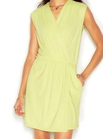 RACHEL ROY Chartreuse Short 24 Hour Draped Dress Multiple Sizes