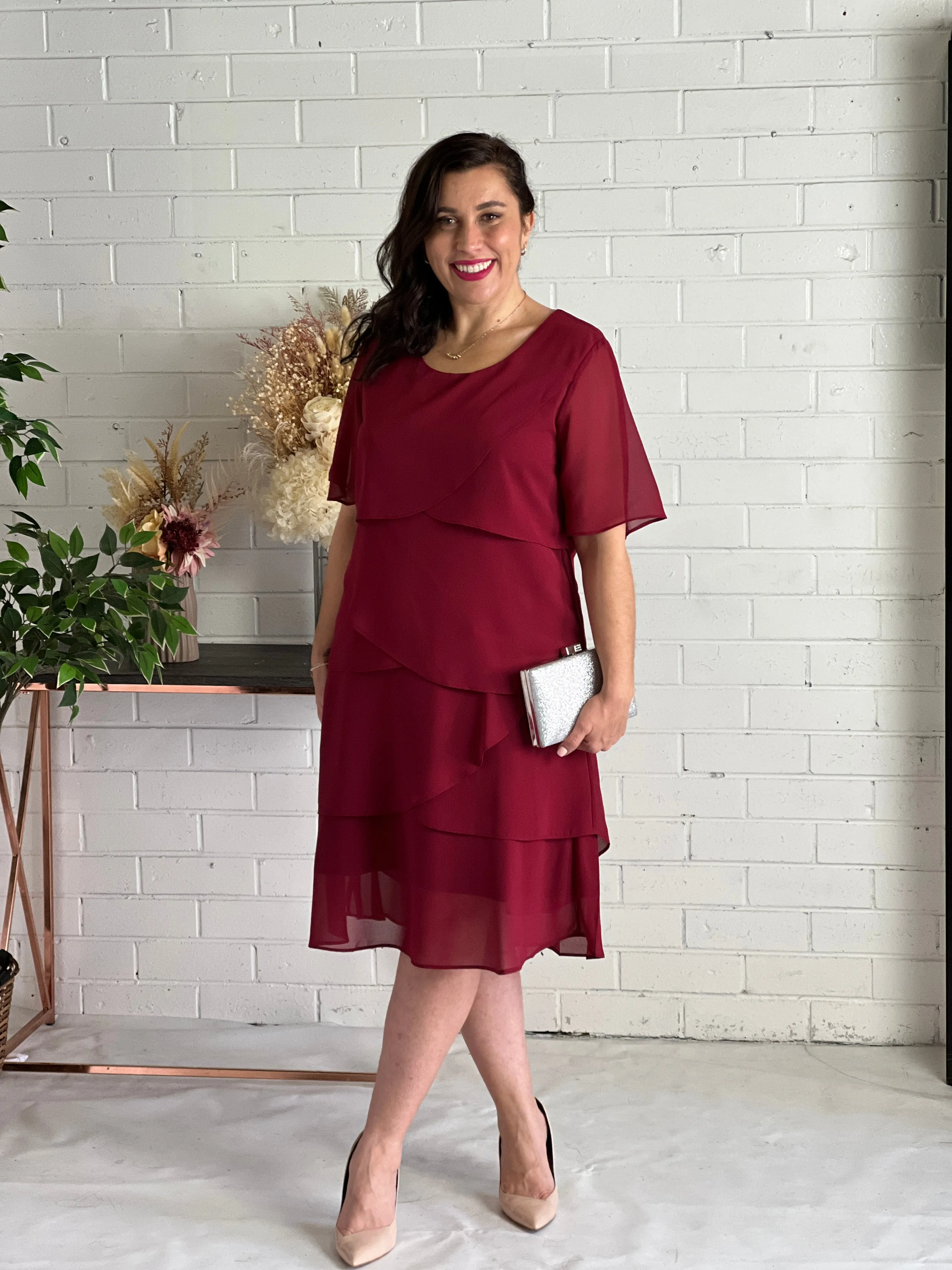 Remy Burgundy Evening Dress