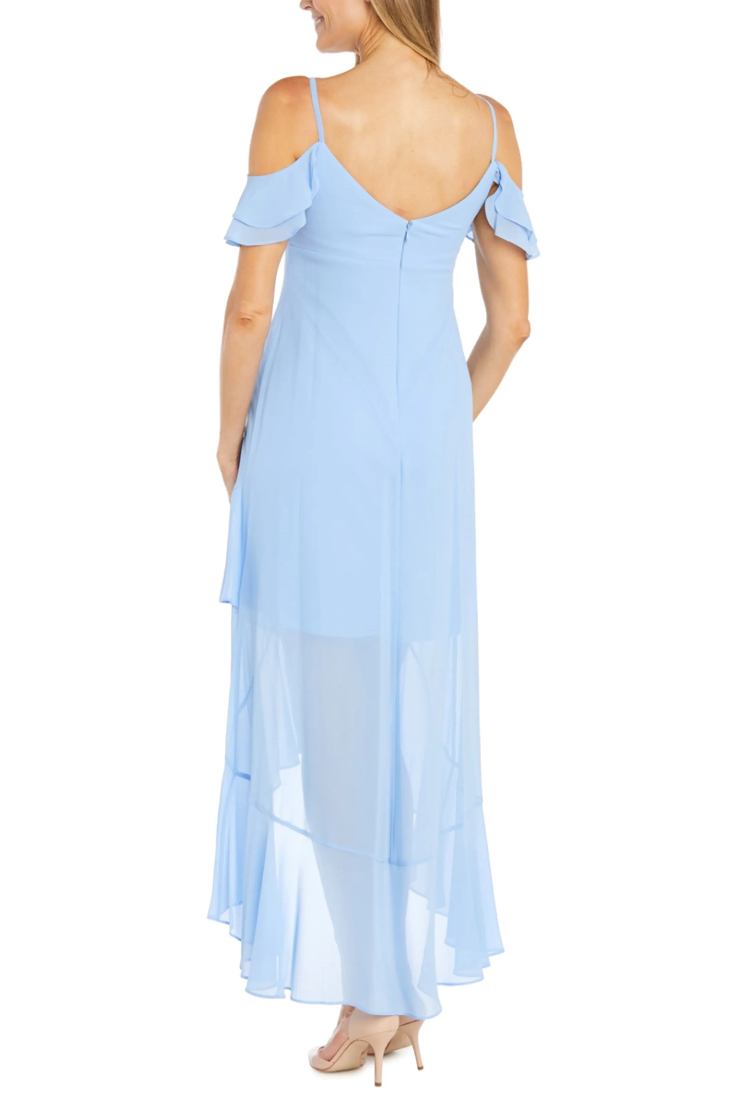 RM Richards 6188 Off-the-Shoulder Ruffle High-Low Dress