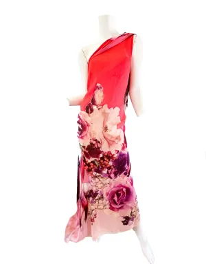 Roberto Cavalli Silk One Shoulder Gown