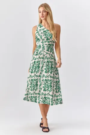Rosana One Shoulder Textured Midi Dress