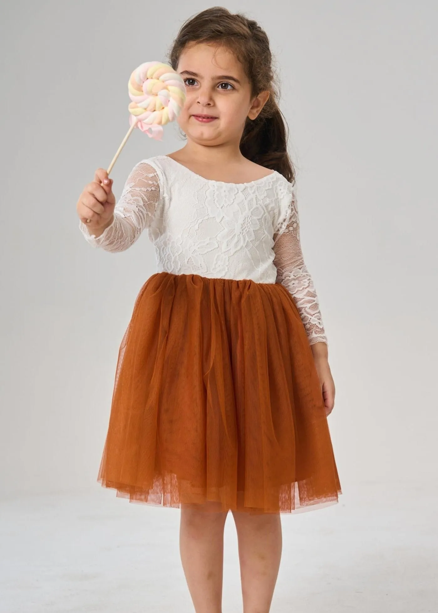 Rose Lace Flower Girl Dress in Orange