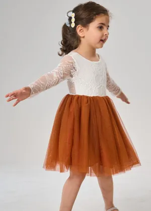 Rose Lace Flower Girl Dress in Orange