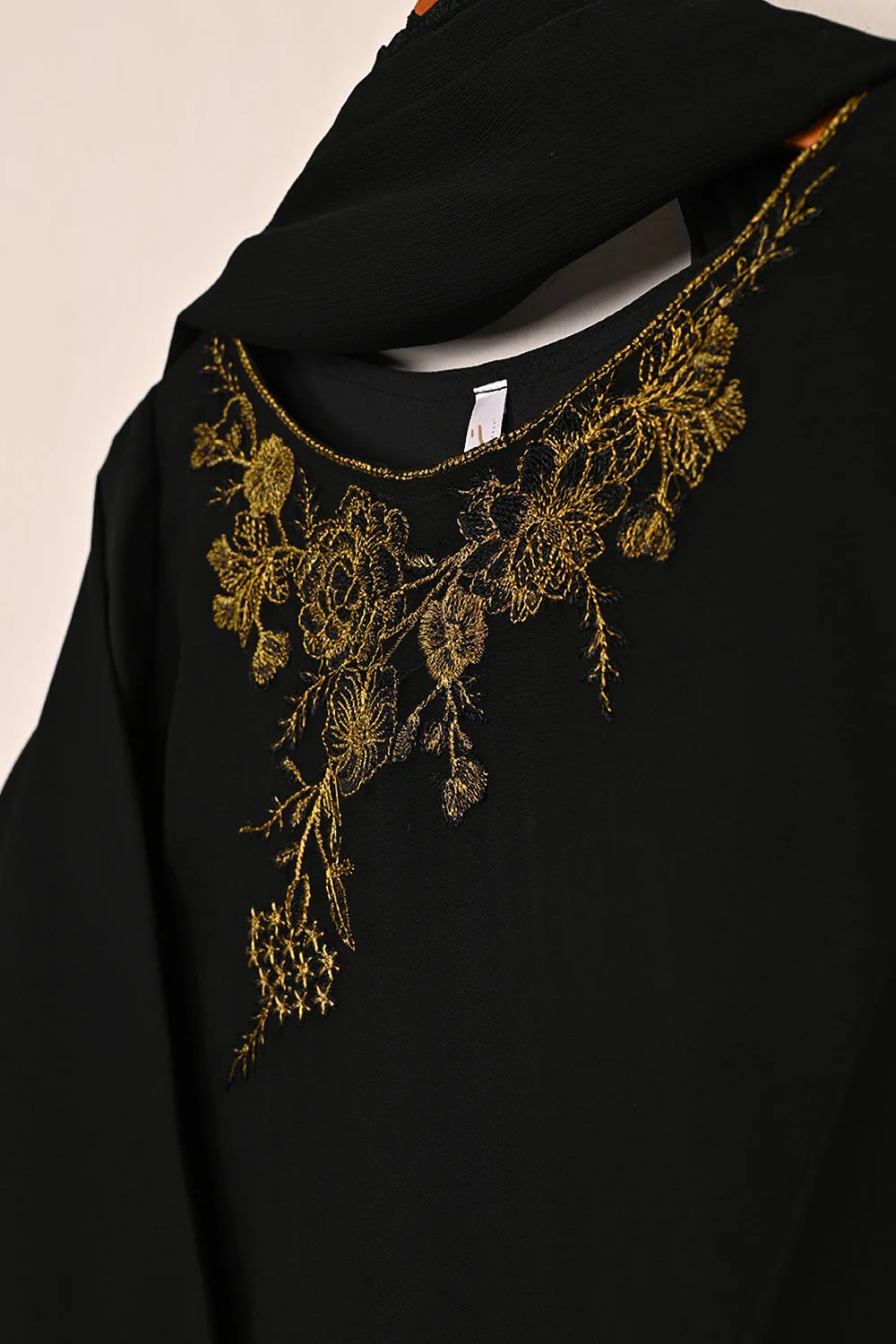 RTW-219-Black -  3Pc Ready to Wear Embroidered Chiffon Dress