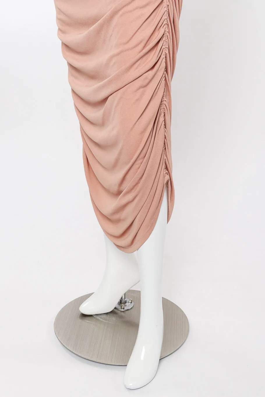 Ruched Metal Mesh Jersey Gown