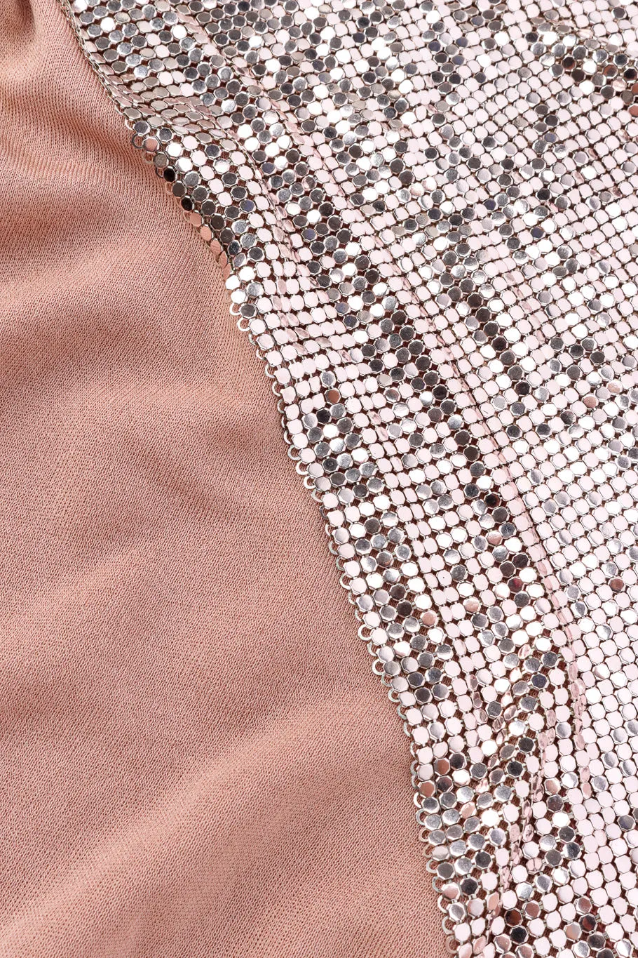 Ruched Metal Mesh Jersey Gown