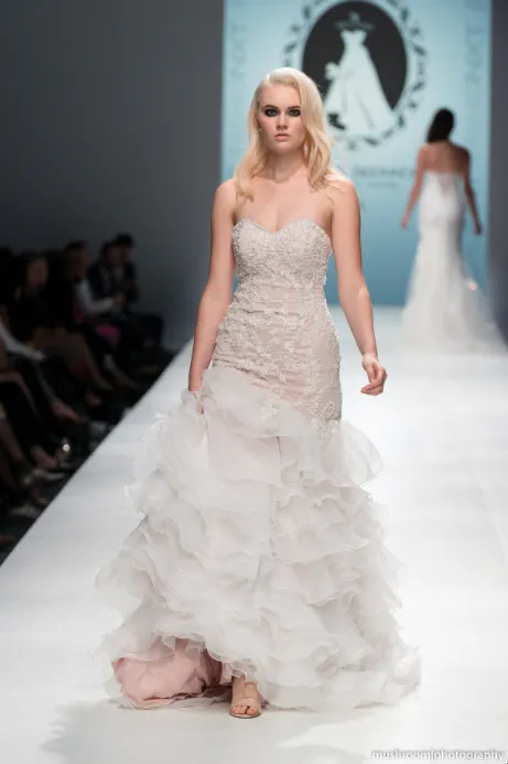 SAMPLE SALE/ Blush Pink Tiered Trumpet Wedding Dress  (#SS16103)