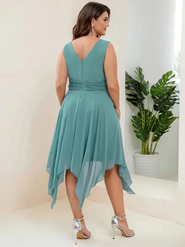 Sandra chiffon pixie hem short dress in dusky blue s22 Express NZ wide