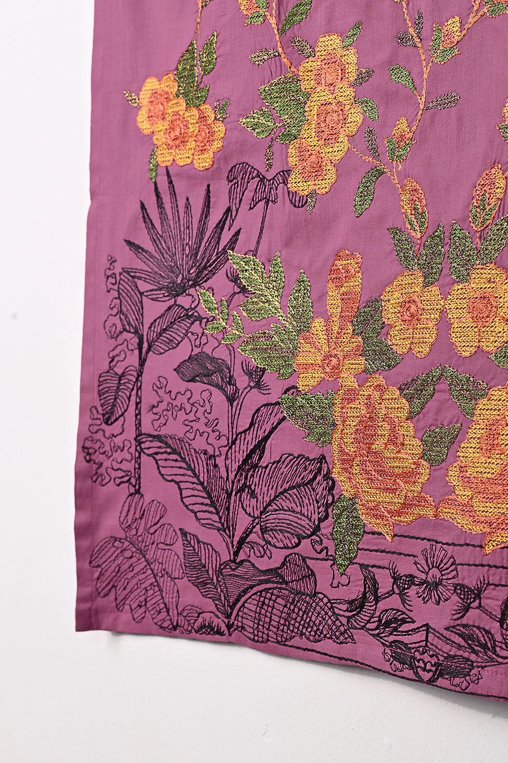 SEC-1B-Pink - 3Pc Stitched Cotton Embroidered Dress With Chiffon Embroidered Dupatta
