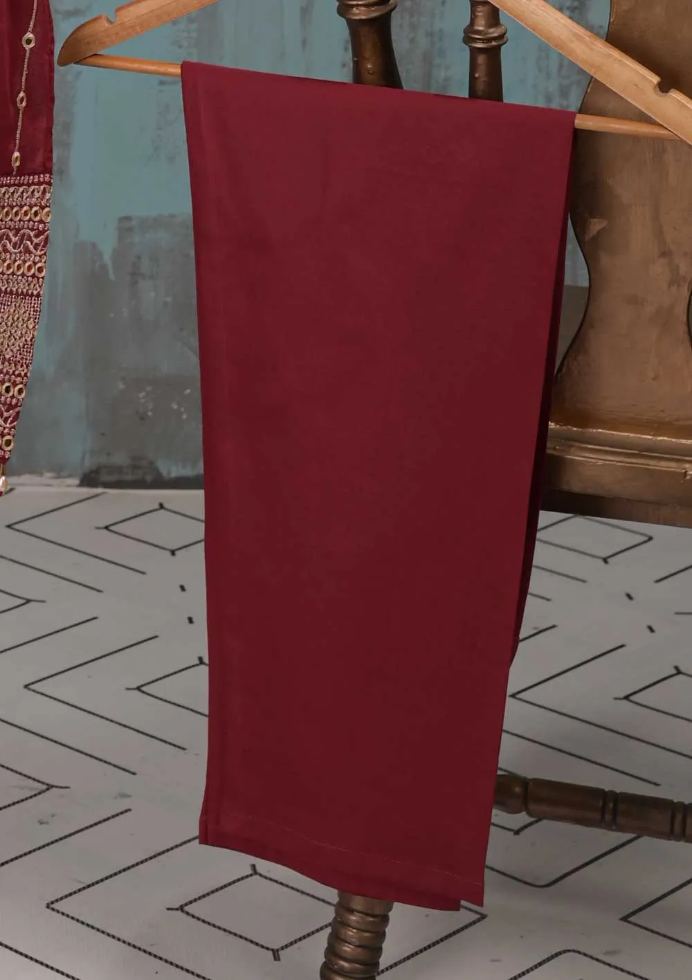 SEC-2B-Maroon - 3Pc Stitched Cotton Embroidered Dress