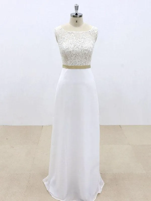 See Through Lace Sheath Cheap Beach Wedding Dresses Online, WD385