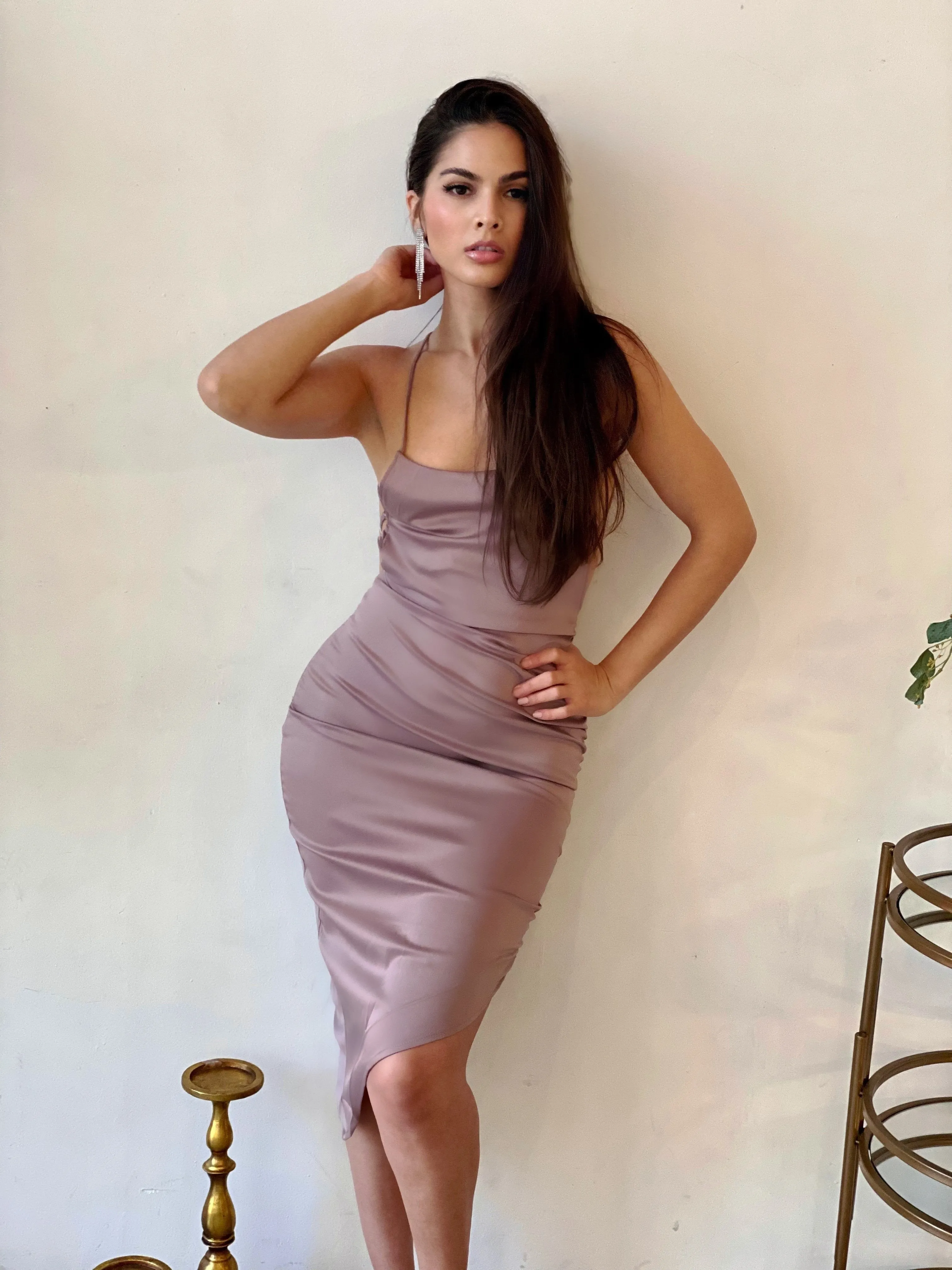 Showstopper - Mocha Brown Backless Midi Dress