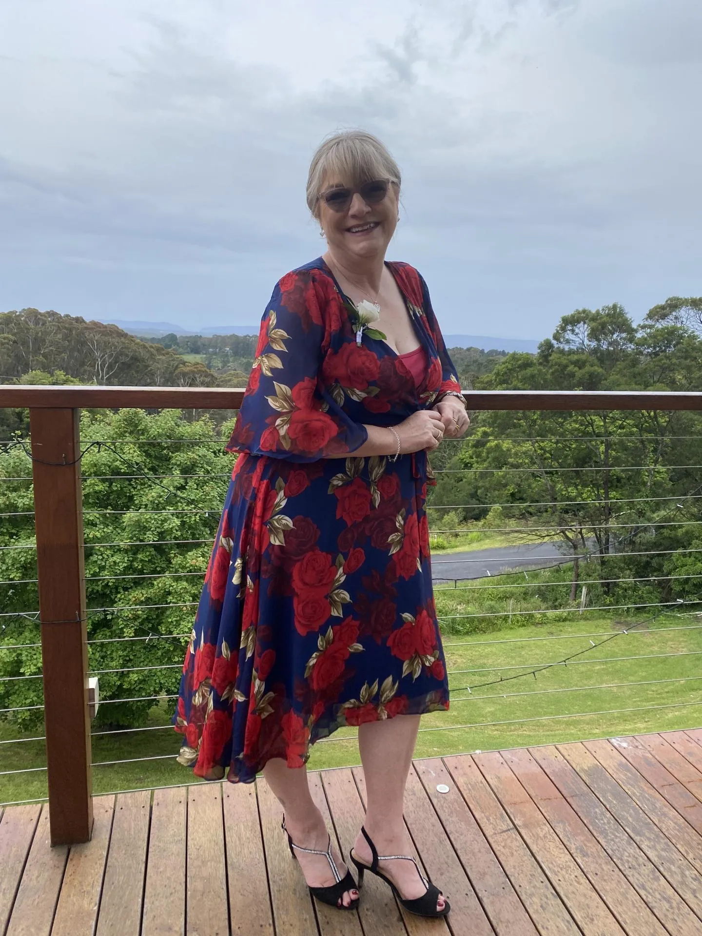 Simone Navy Rose Evening Dress