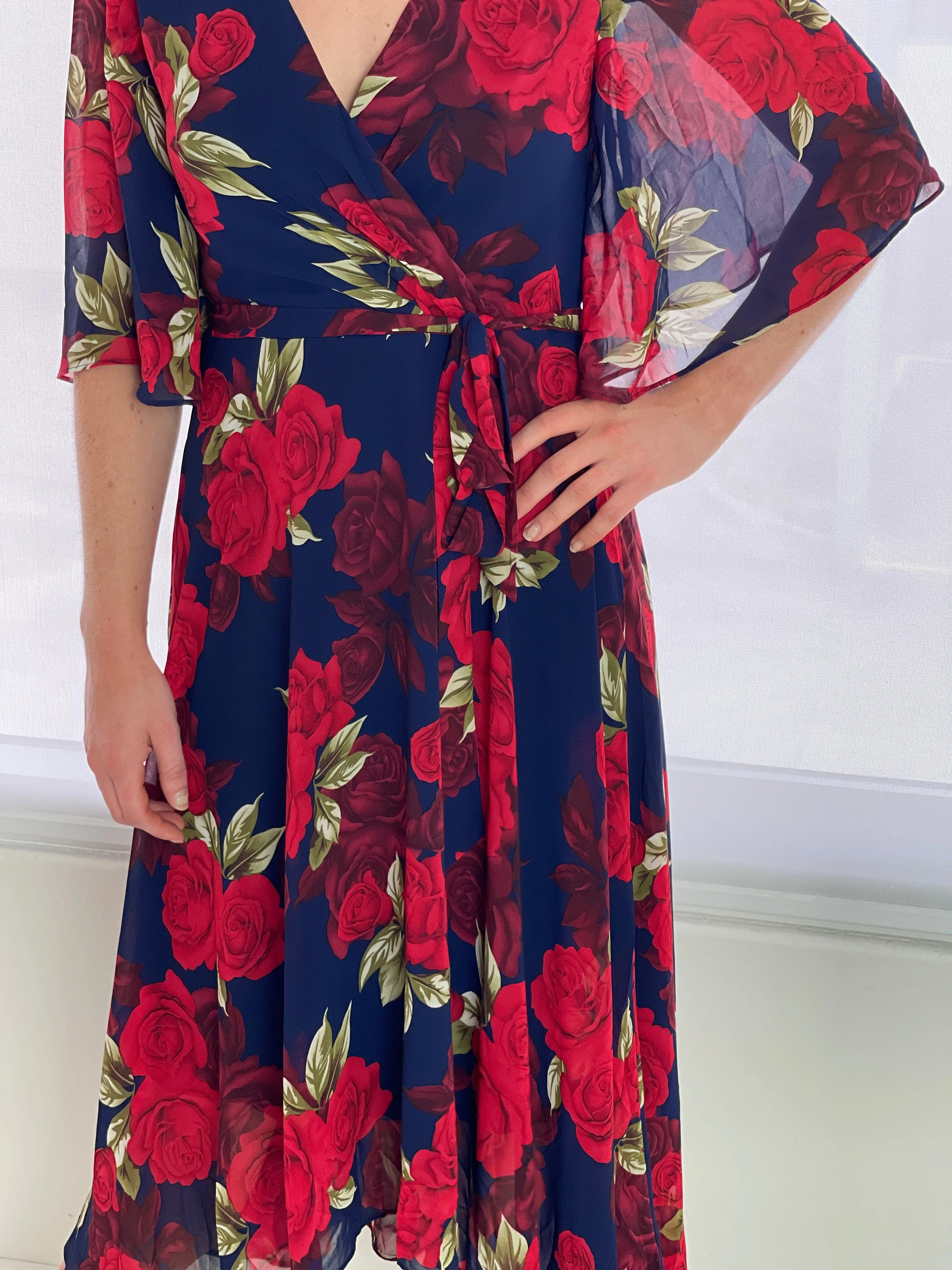 Simone Navy Rose Evening Dress