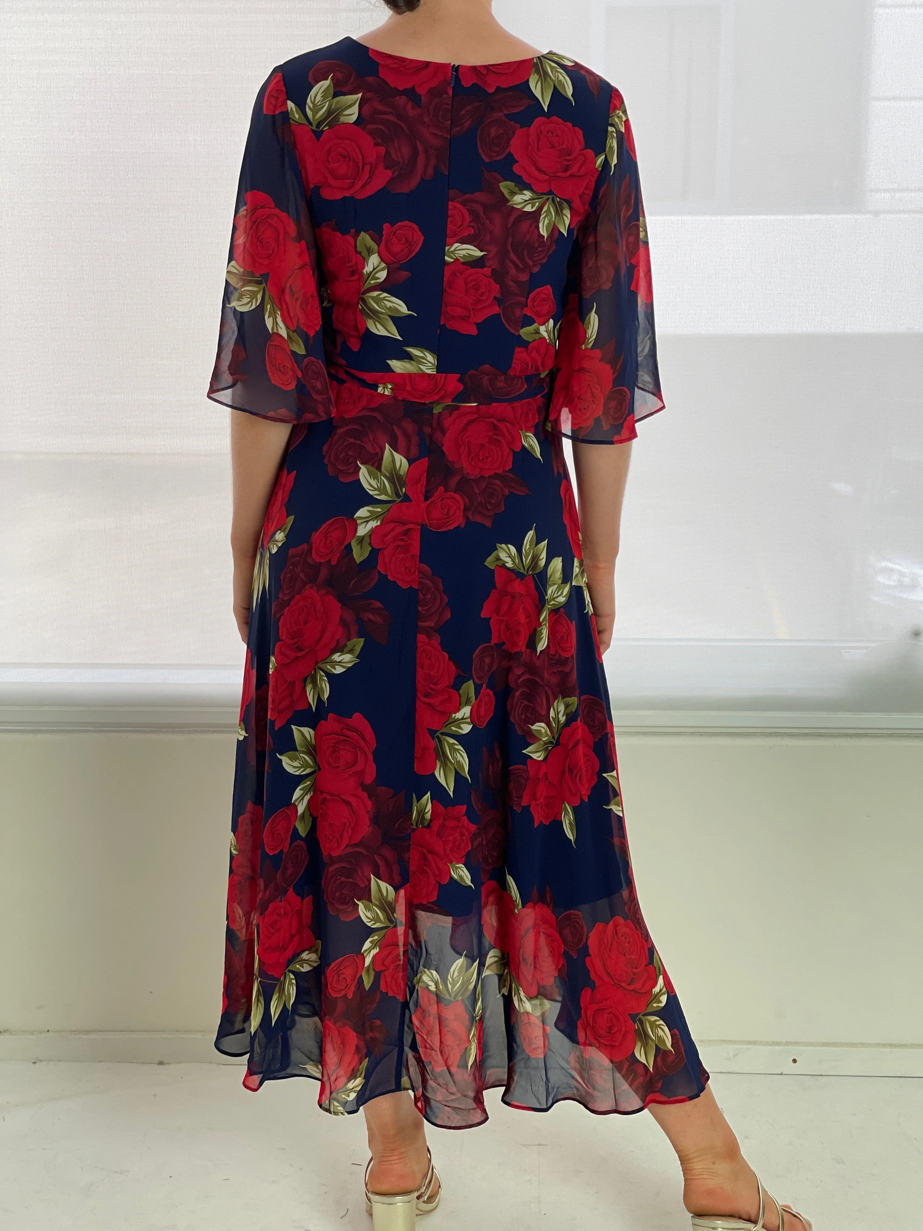 Simone Navy Rose Evening Dress