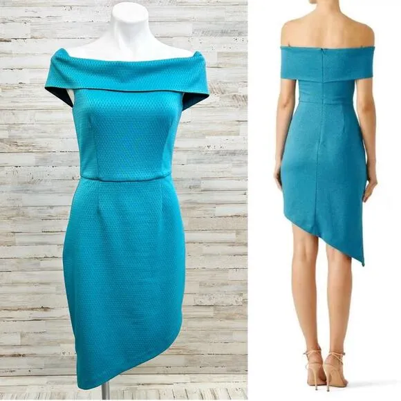 Slate &amp; Willow Asymmetrical Off the Shoulder Dress Womens Size M Teal Jersey