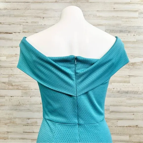 Slate &amp; Willow Asymmetrical Off the Shoulder Dress Womens Size M Teal Jersey