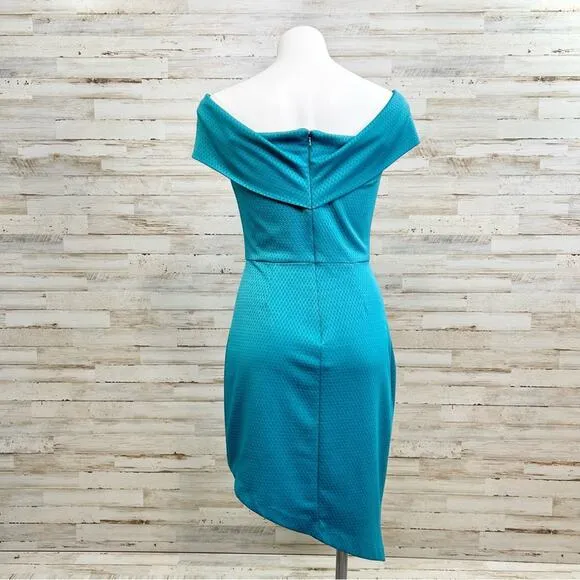 Slate &amp; Willow Asymmetrical Off the Shoulder Dress Womens Size M Teal Jersey