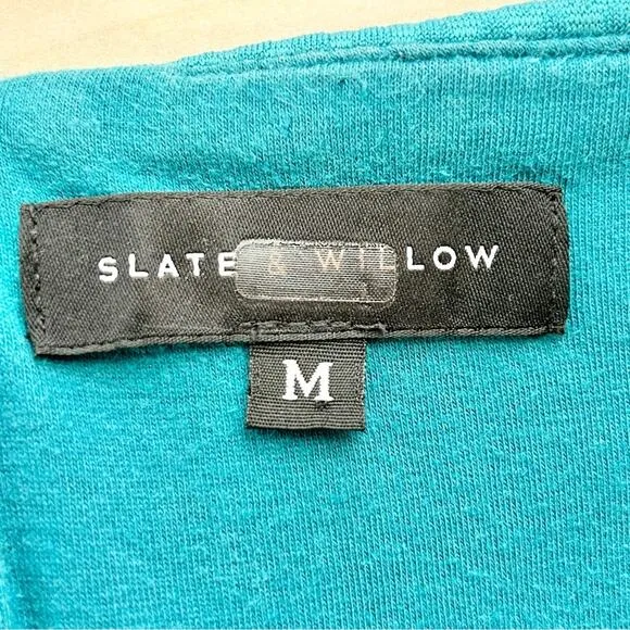 Slate &amp; Willow Asymmetrical Off the Shoulder Dress Womens Size M Teal Jersey