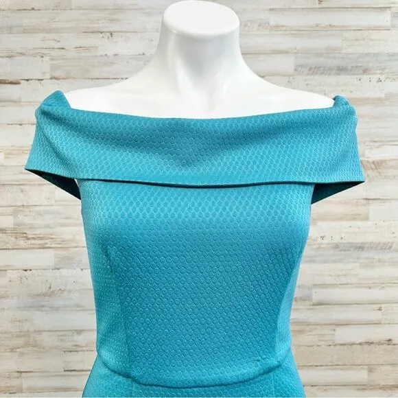 Slate &amp; Willow Asymmetrical Off the Shoulder Dress Womens Size M Teal Jersey