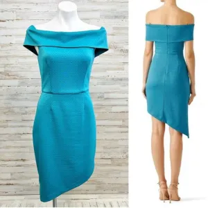 Slate &amp; Willow Asymmetrical Off the Shoulder Dress Womens Size M Teal Jersey