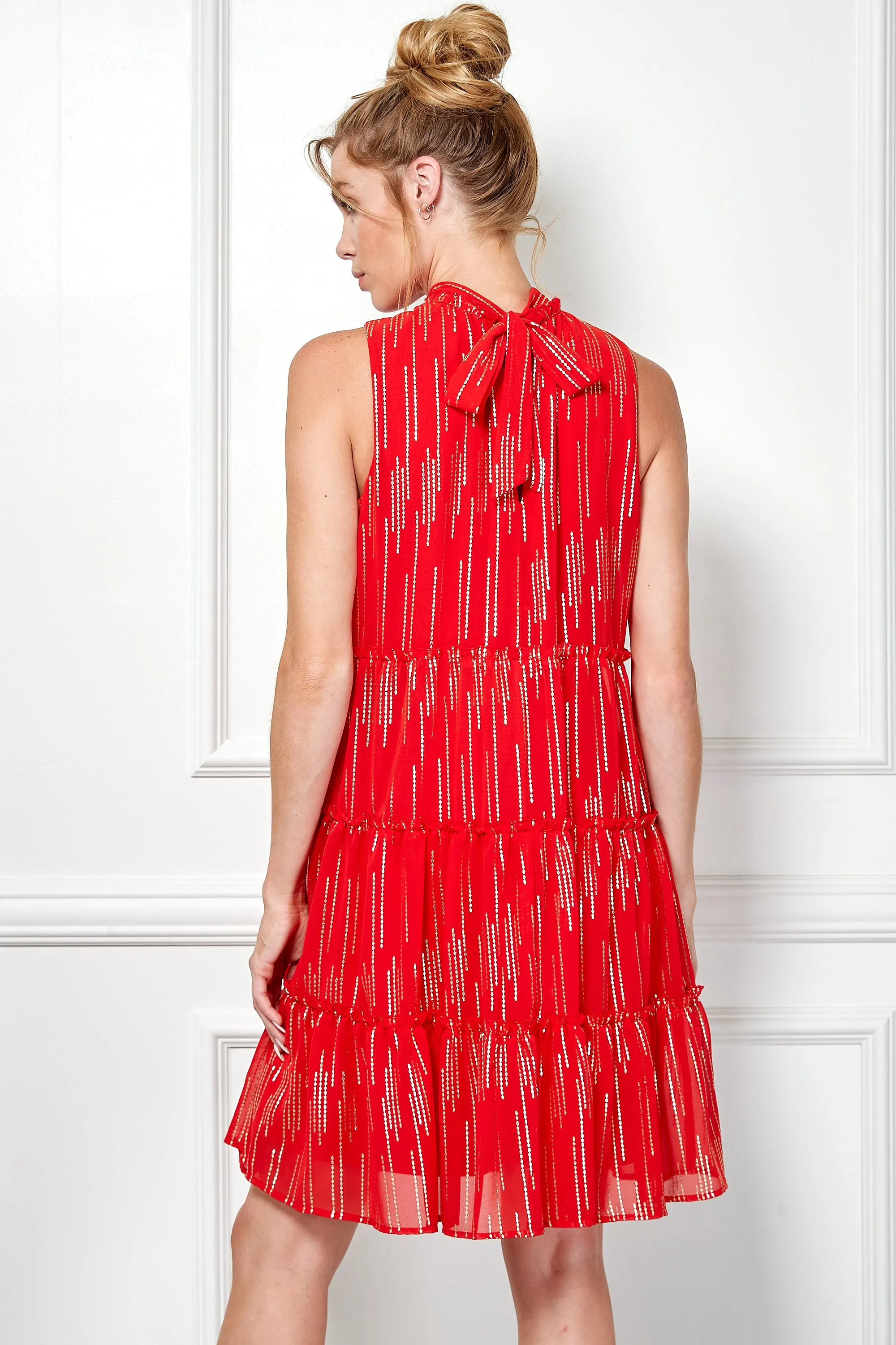 Sleeveless Three Tier Tie Back Dress