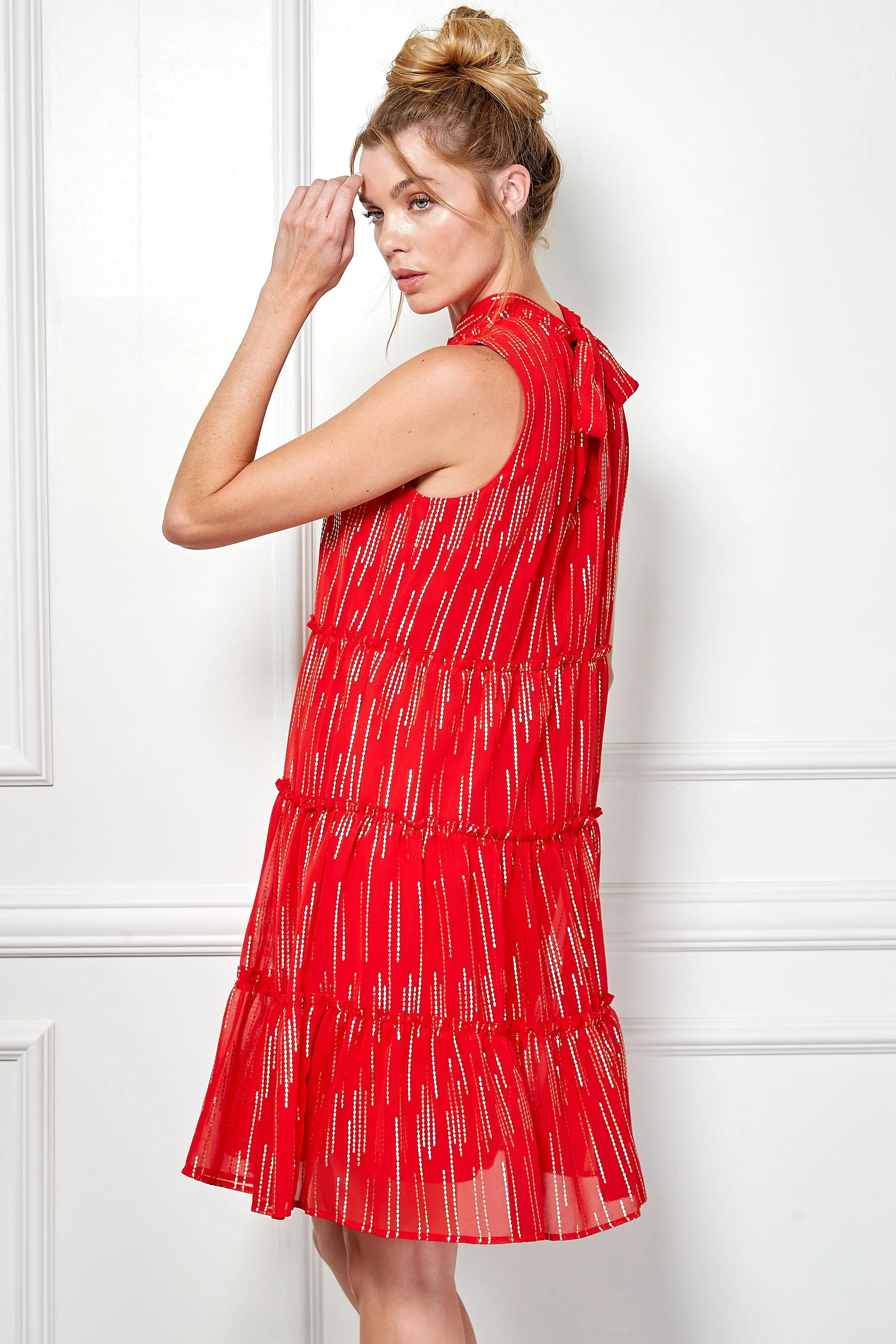 Sleeveless Three Tier Tie Back Dress