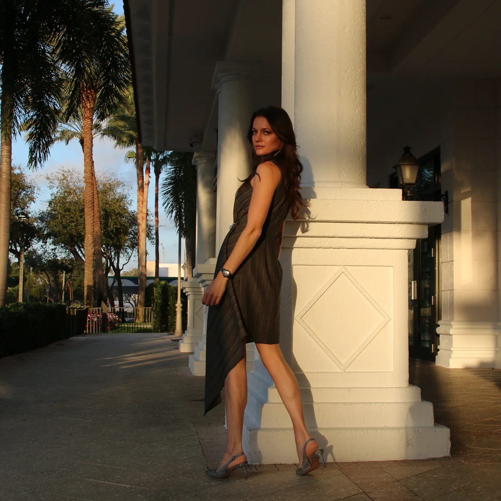 Striped Wool Suiting Dress