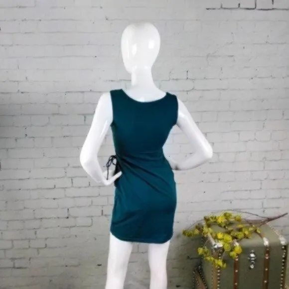 Susana Monaco Sleeveless Faux Wrap Dress In Pine Needle Teal Green Size Small