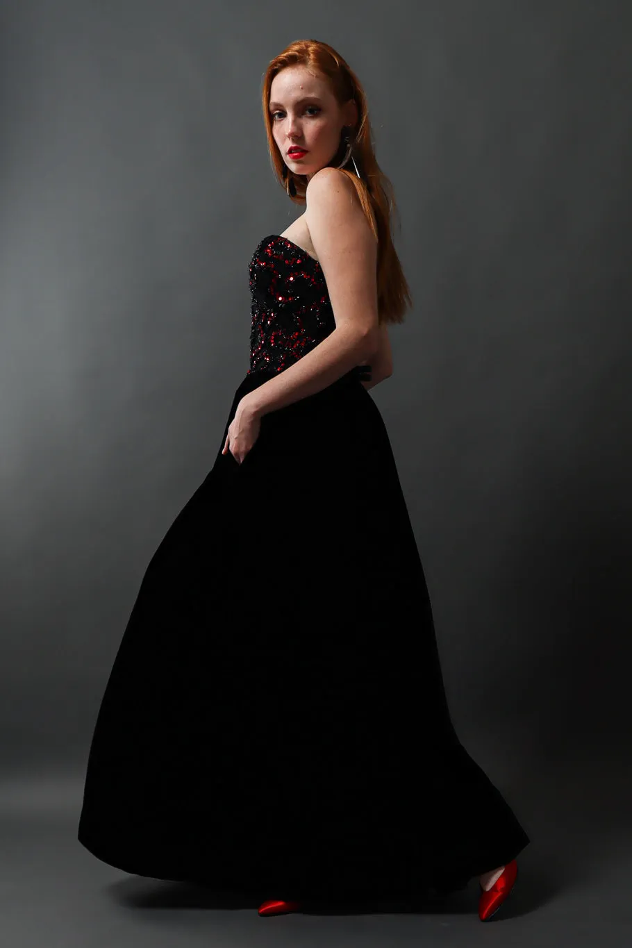 Sweetheart Sequin Lace Velvet Gown