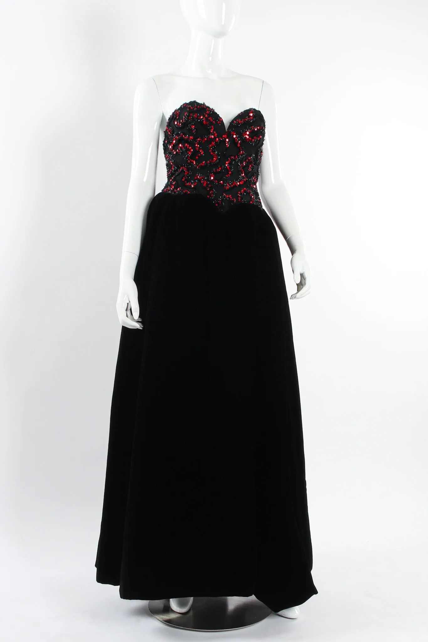 Sweetheart Sequin Lace Velvet Gown