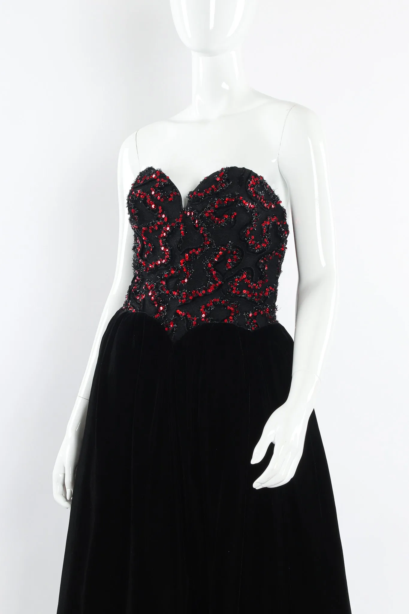 Sweetheart Sequin Lace Velvet Gown